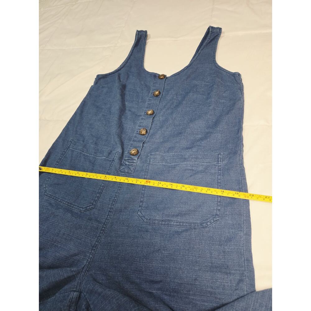 MARINE LAYER Sz M Jumpsuit Denim Button Front Wide Leg Cropped Boho Retro Y2K - Picture 5 of 10